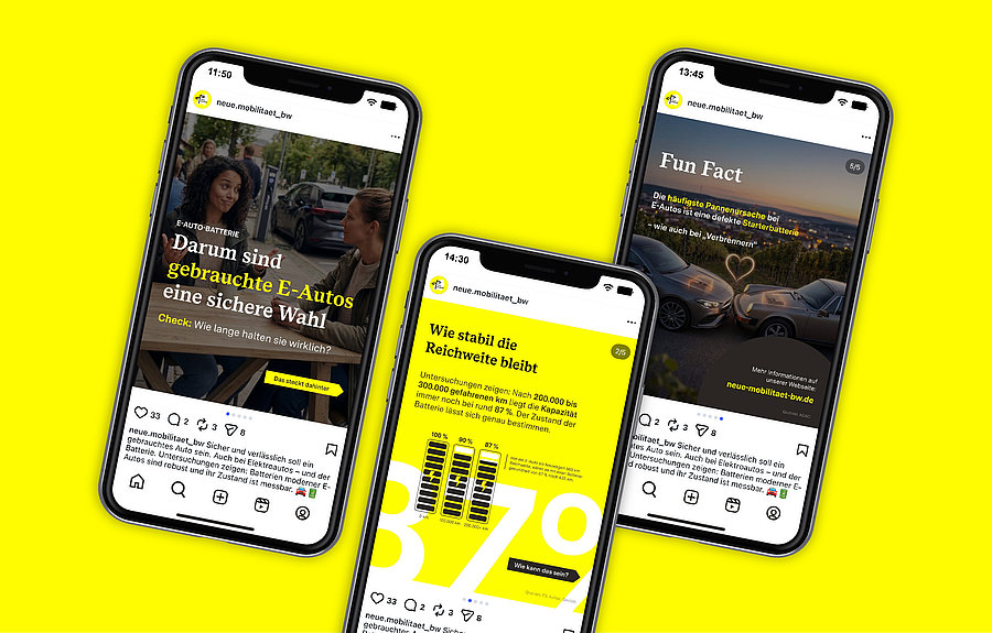 E-Kampagne Neue Mobilität Screenshots Instagram E-Mobilität auf Smartphone