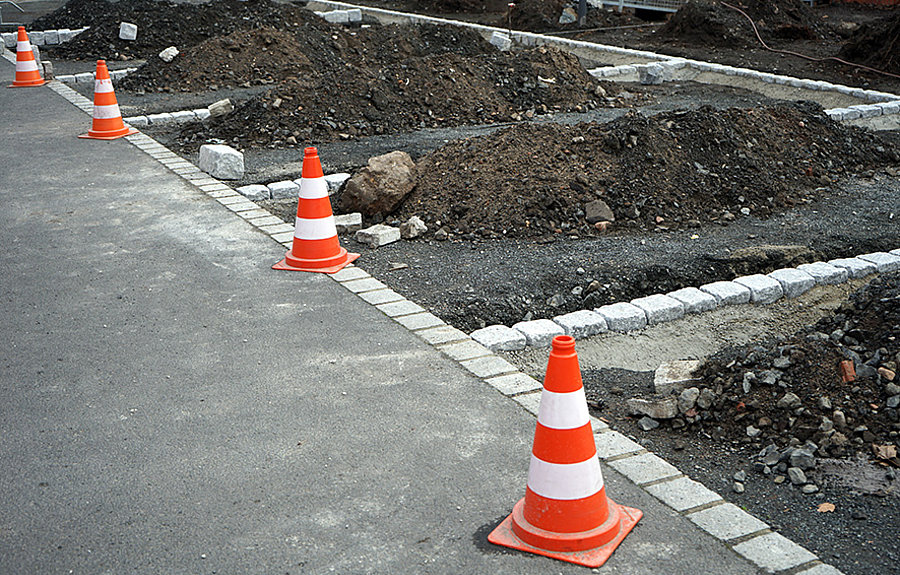 Baustelle zur Errichtung von Ladeinfrastruktur